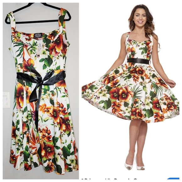 NWT Heart & Roses Princess Lily Dress in Orange 2017 retro pinup size 12 - Picture 1 of 14